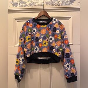 Celia B Terry cloth floral pullover- XS